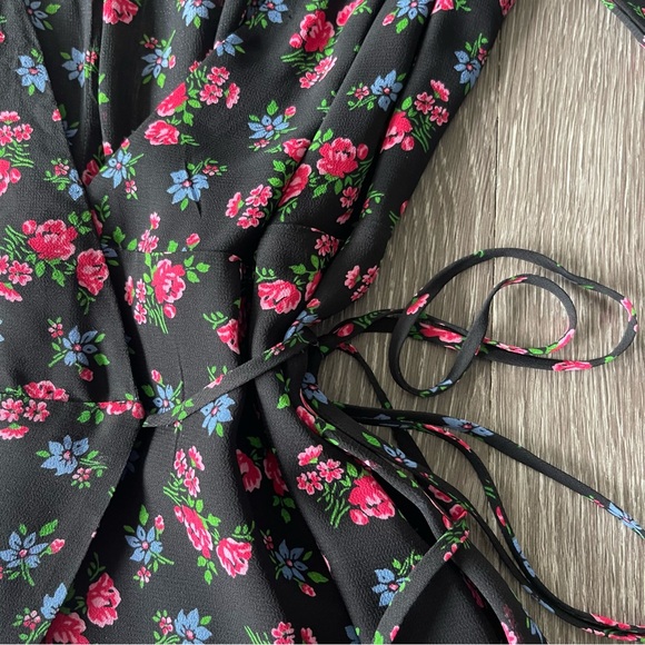 Reformation Black Floral Wrap Dress - Picture 4 of 6